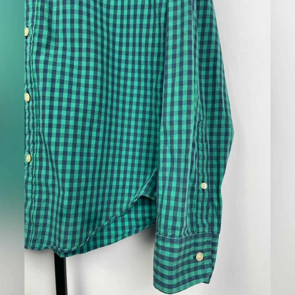 J. Crew Green Blue Plaid Checked Slim Fit Button Up‎ Long Sleeve Collared Shirt